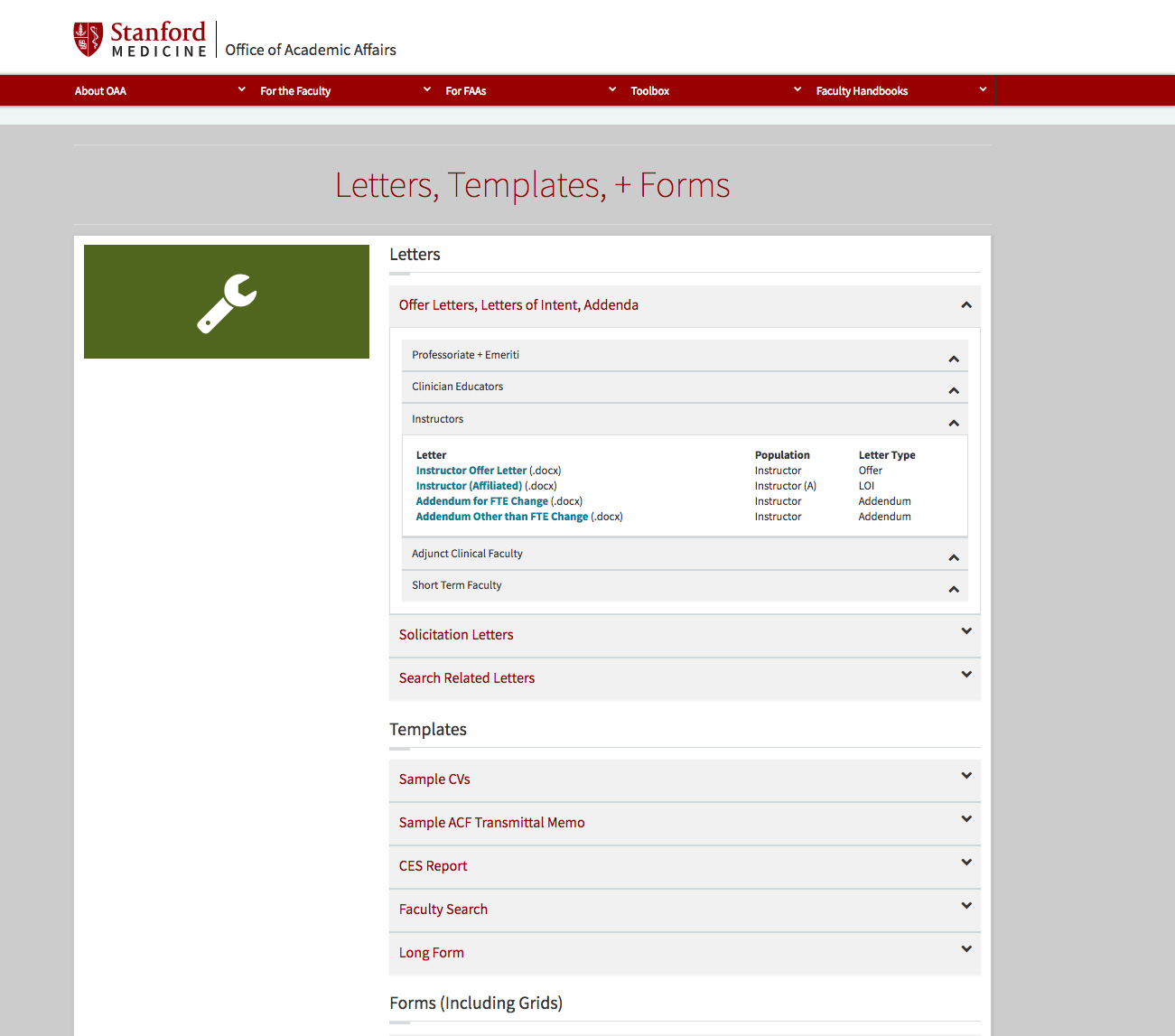 Toolbox - Letters and Forms Page